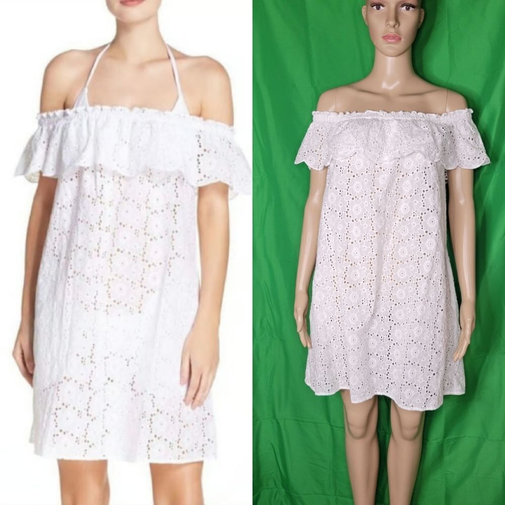 Tory Burch Broderie Off The Shoulder Beach Coverup Dress